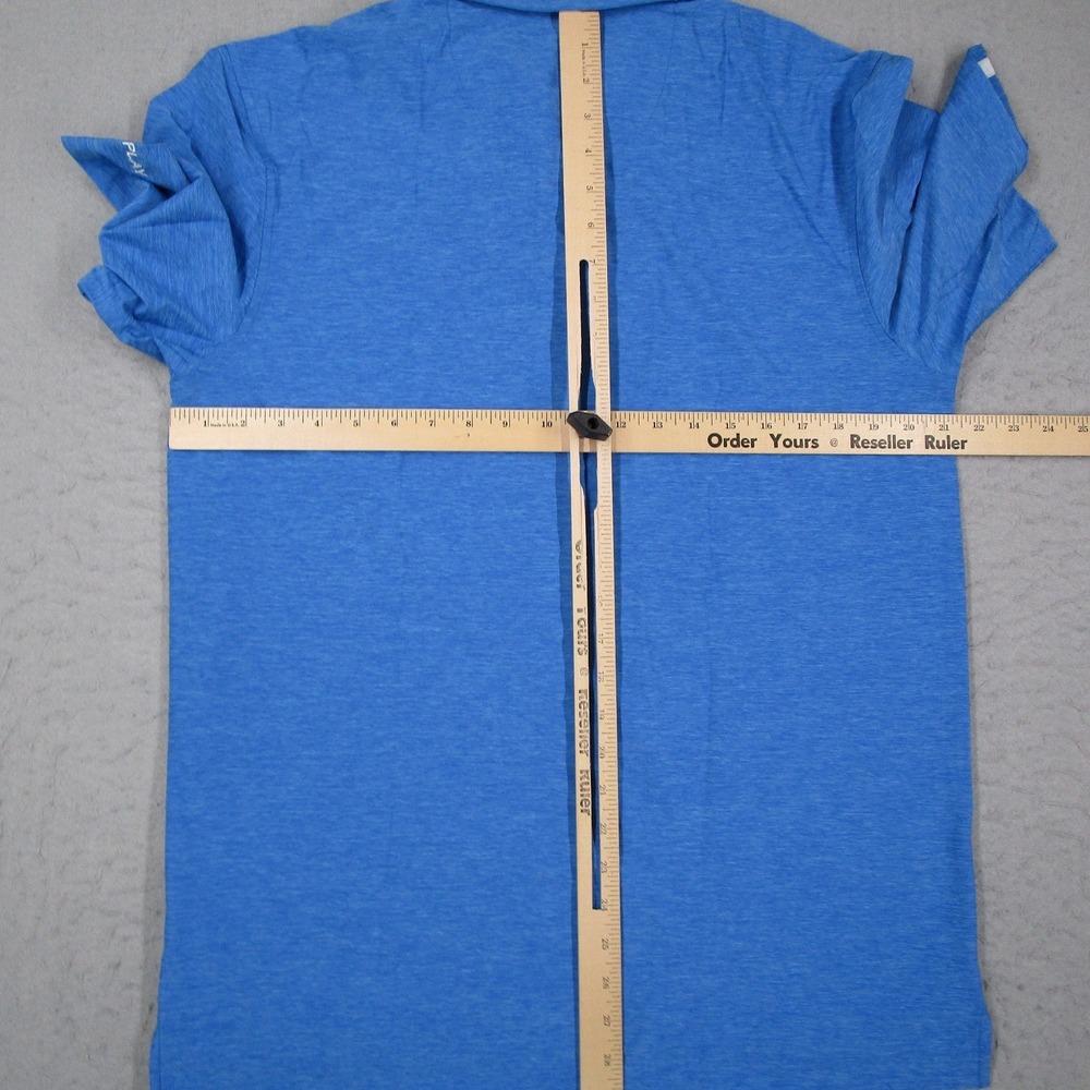 Straight Down Mens Blue Heathered Performance Golf Polo Shirt Swan Logo Size M - Picture 6 of 9